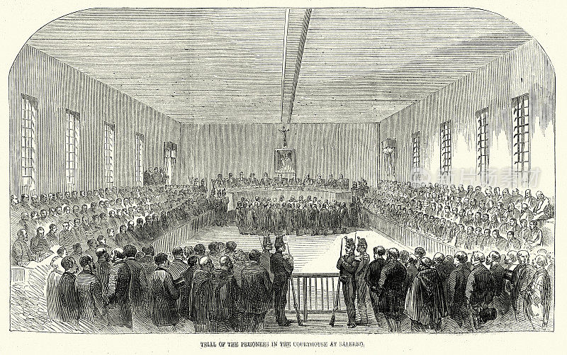 19世纪50年代，意大利坎帕尼亚萨莱诺法院对囚犯的审判
