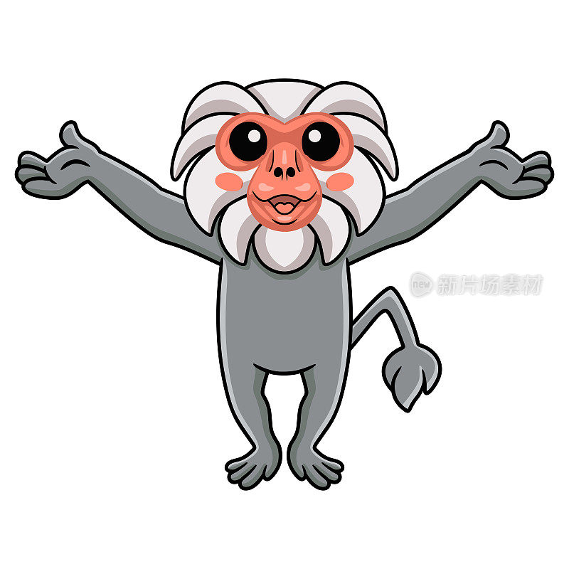 可爱的小hamadryad卡通猴举手