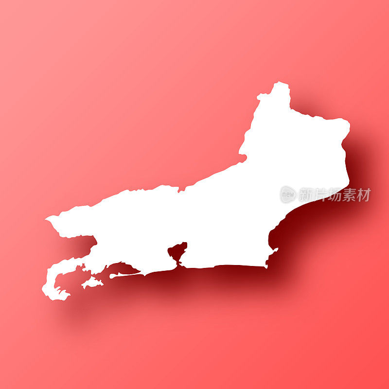 里约热内卢里约热内卢地图红色背景与阴影