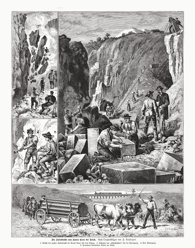 意大利特里斯特圣十字的采石场，木刻，1885年出版