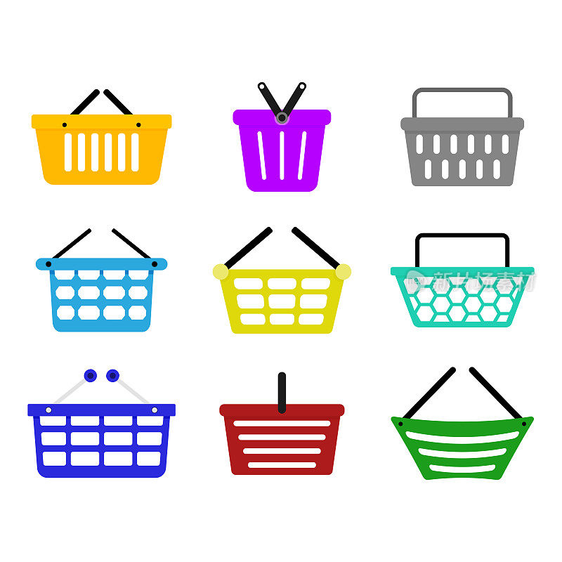 购物商场的购物篮，超市和杂货店的购物袋