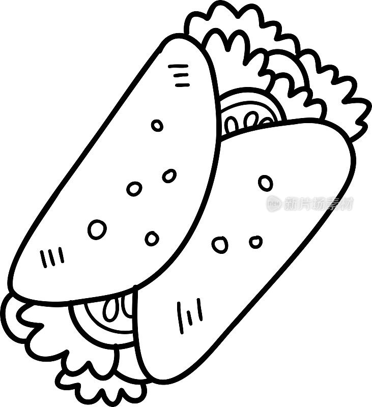 手绘美味的玉米煎饼插画