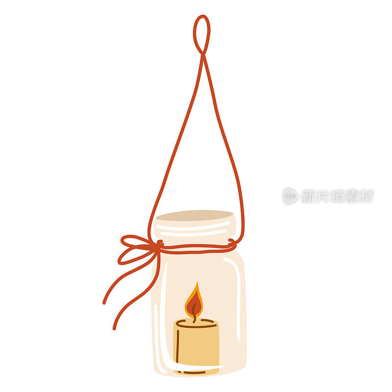 蜡烛。装饰蜡烛，用于放松，室内装饰，假日和圣诞节。蜡烛。手绘矢量插图孤立在白色背景上。