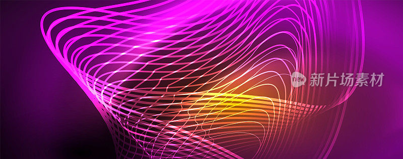 闪亮的霓虹波，动态电动运动，能量或速度的概念。矢量插图为墙纸，横幅，背景，传单，目录，封面，传单