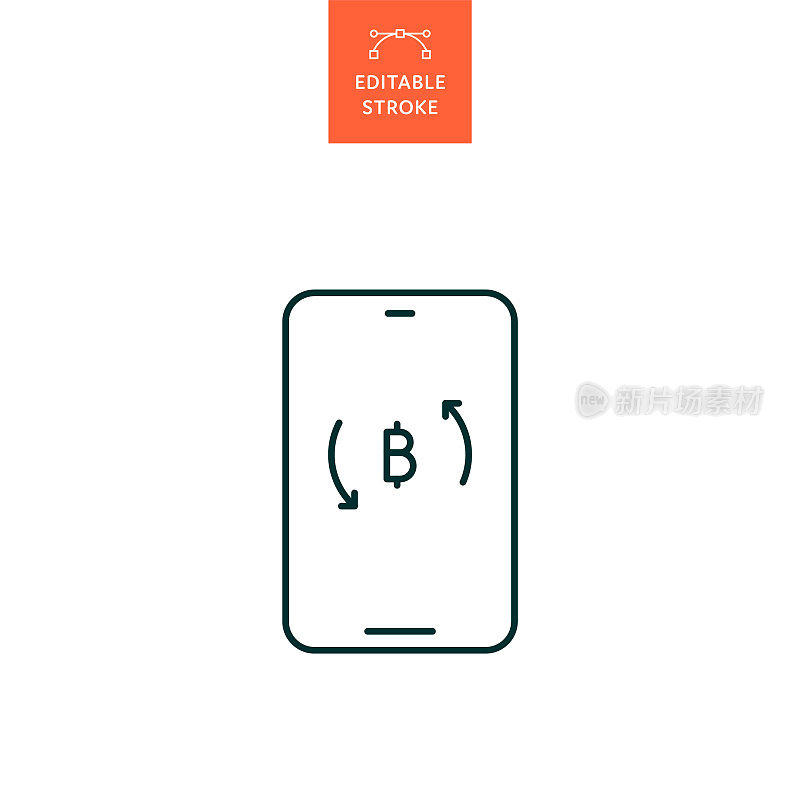 用可编辑的笔画交换比特币线图标。Icon适用于网页设计、移动应用、UI、UX和GUI设计。