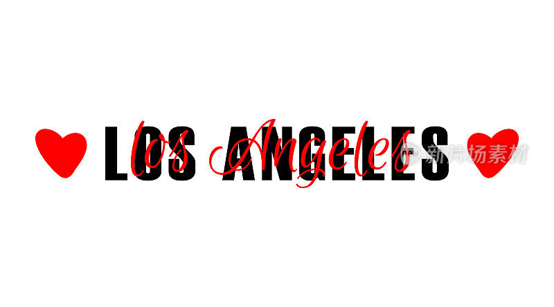 洛杉矶城市名称印刷印刷。白色背景的旅行字母卡。漂亮的t恤打印模板与文字。