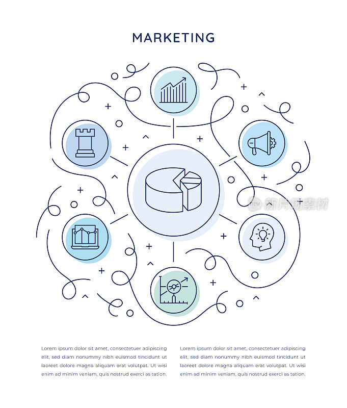 营销六步信息图表模板