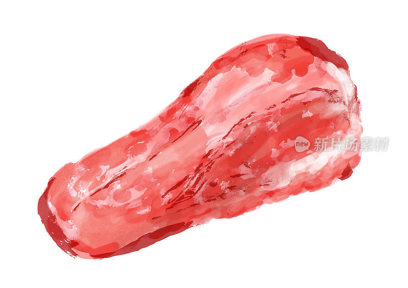 手绘日本风格的牛舌大块肉的插图