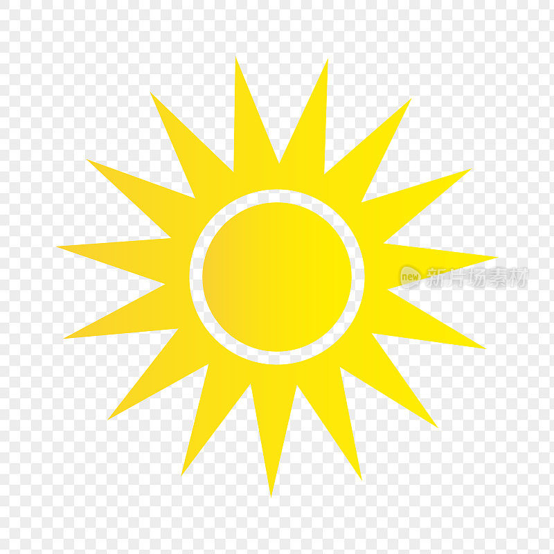 太阳图标。天气太阳图标。黄色的太阳星。夏季元素的设计。