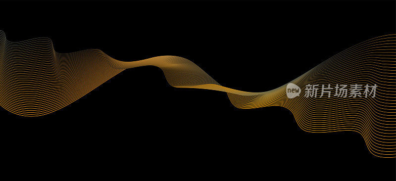 摘要金金属流动动态波浪图案设计元素背景