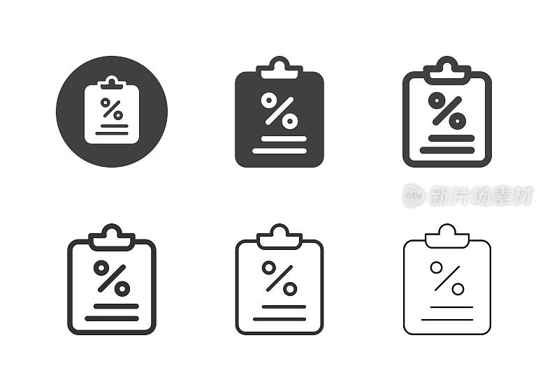 百分比信息剪贴板图标-多系列