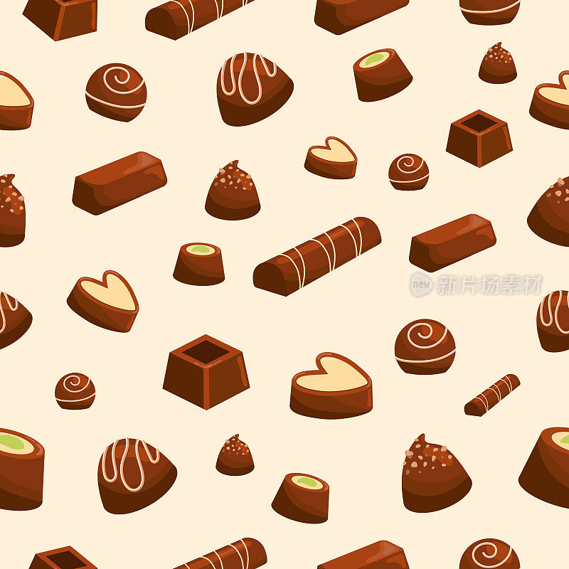 无缝巧克力糖果图案。
