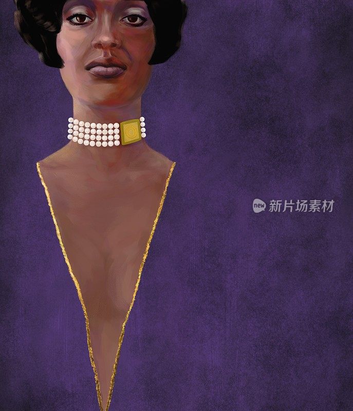 印象派风格的黑皮肤女人的肖像