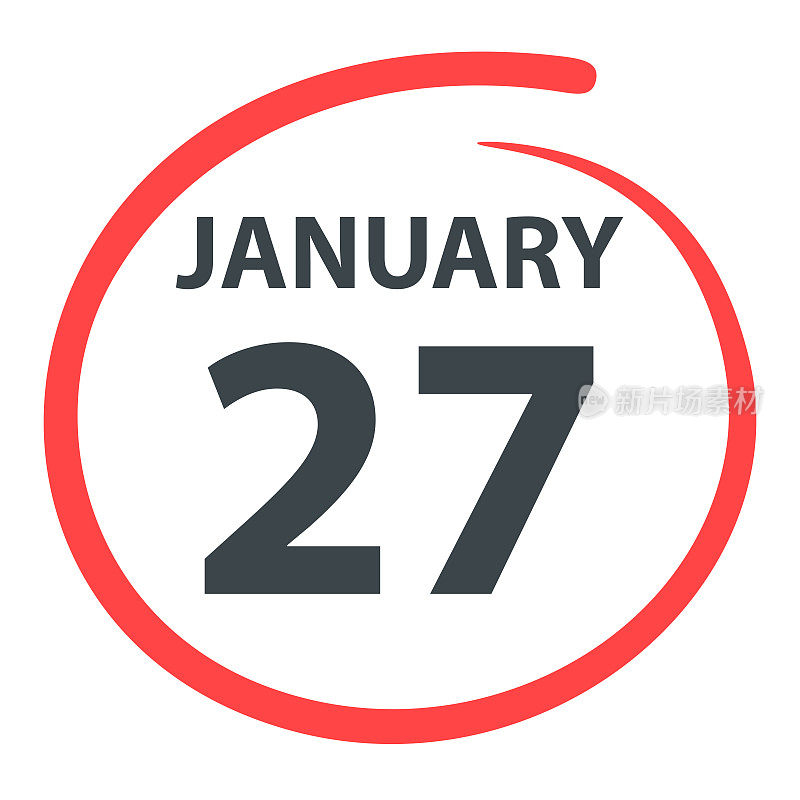 1月27日――白底上用红色圈出的日期