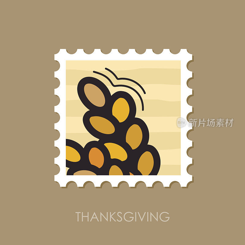 小穗小麦邮票。收成。感恩节