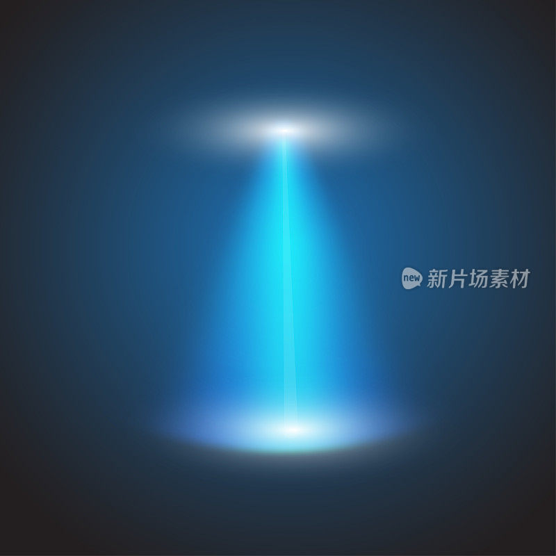 UFO光束隔离在方格背景上。矢量图