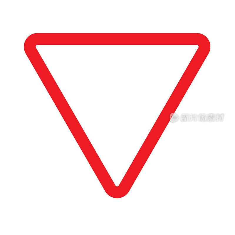 让路标志图标上的白色背景。让步的迹象。平的风格。让位于符号。