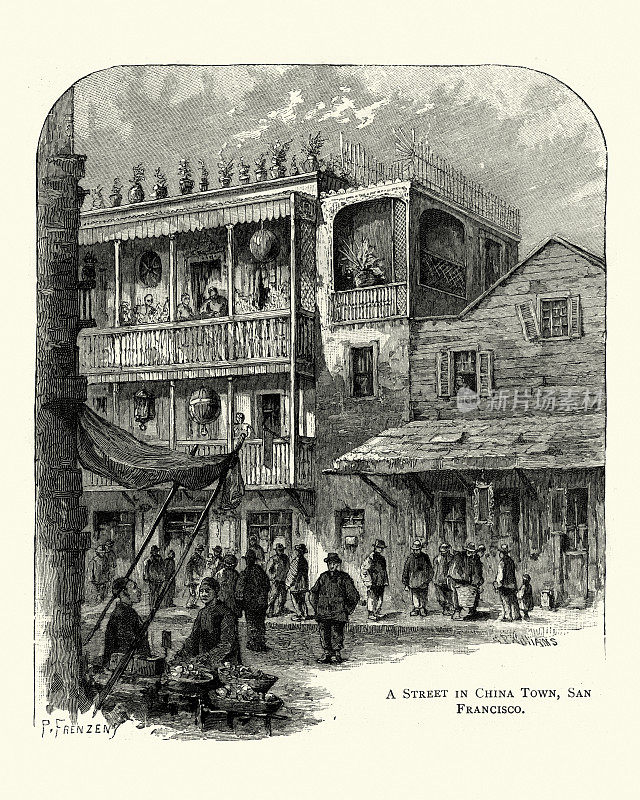 美国旧金山唐人街的街道，19世纪末