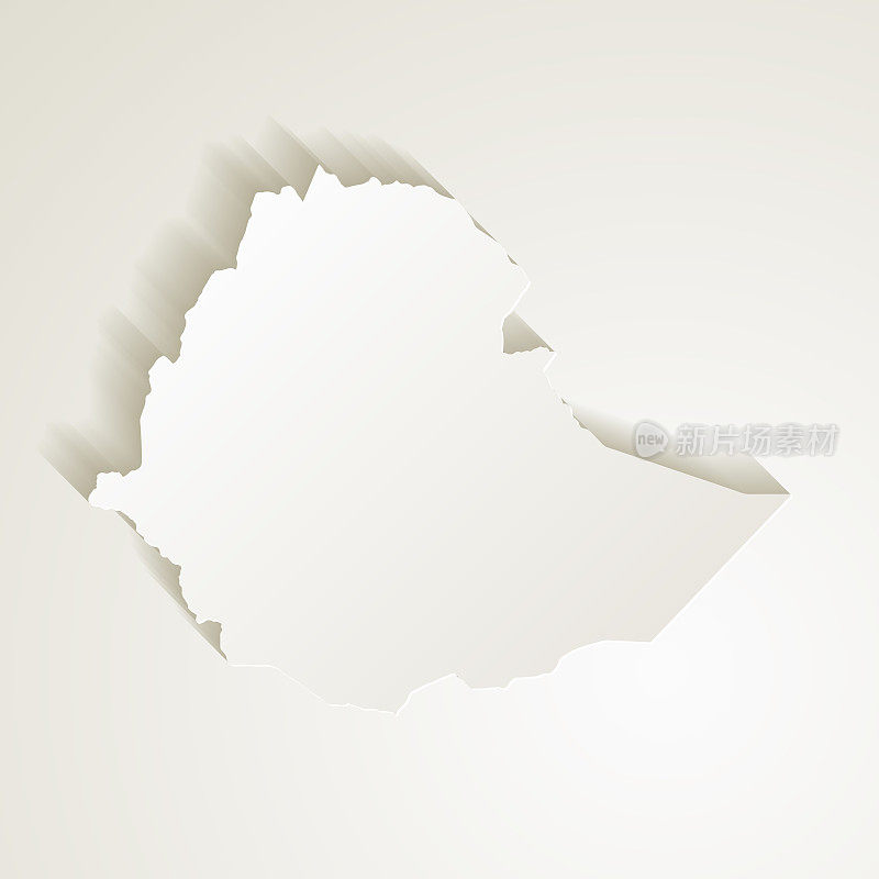 埃塞俄比亚地图与剪纸效果空白背景