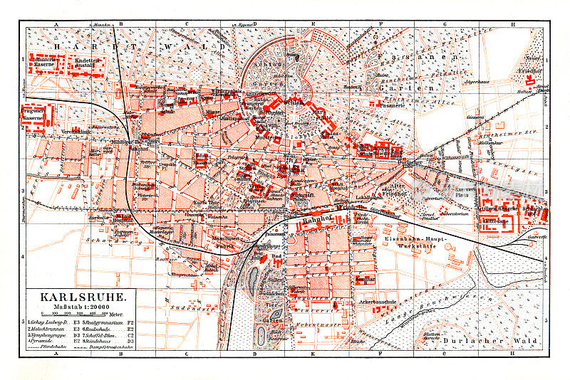 德国巴登卡尔斯鲁厄地图Württemberg德国1896