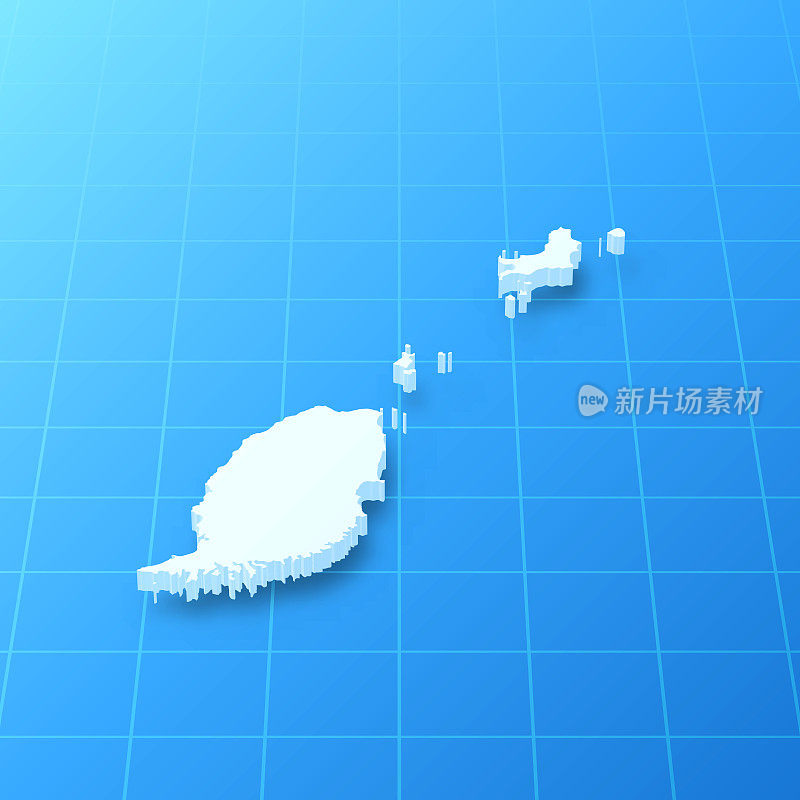 格林纳达3D地图上的蓝色背景