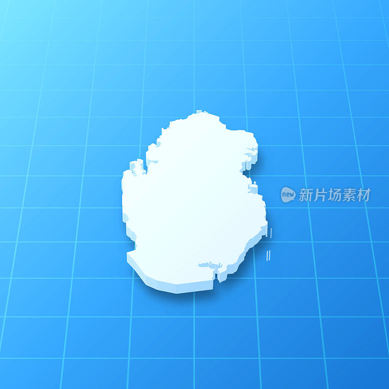 卡塔尔3D地图上的蓝色背景