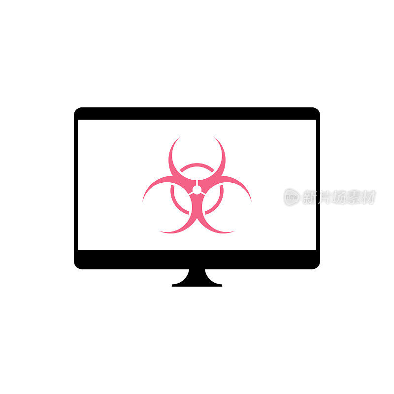 桌面电脑屏幕上的生物危害符号