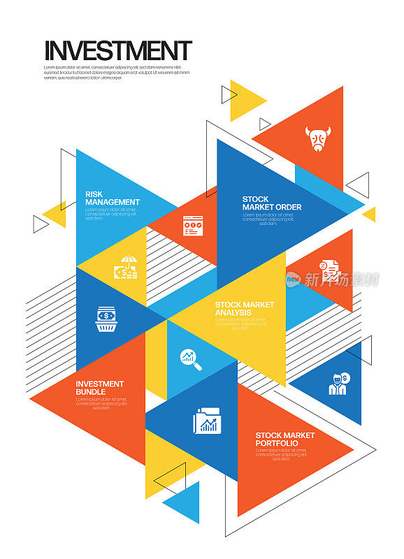 投资相关的现代海报风格插图