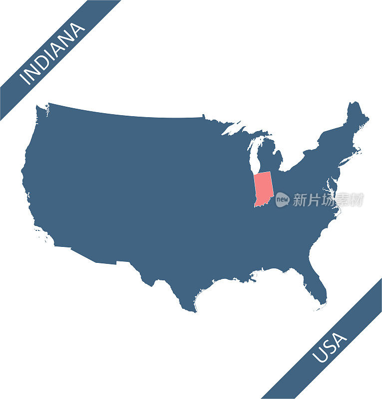美国地图上的印第安纳州