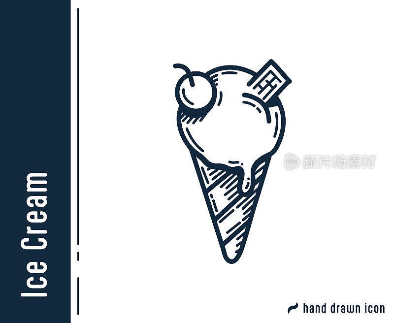 冰淇淋单线图标设计