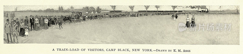 军事历史，满载游客的火车，黑营，纽约，美西战争，19世纪90年代