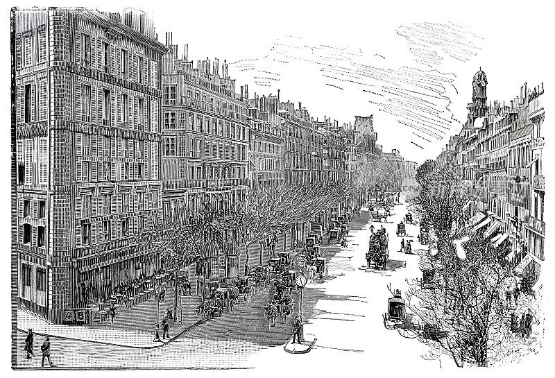 法国巴黎意大利大道雕刻1894年