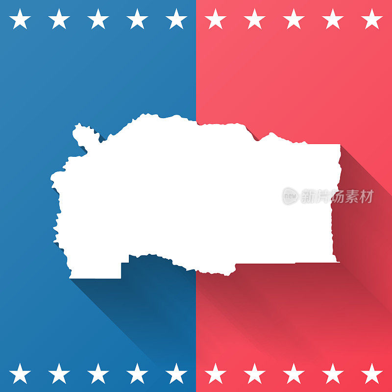 俄勒冈州的林恩县。地图在蓝色和红色的背景