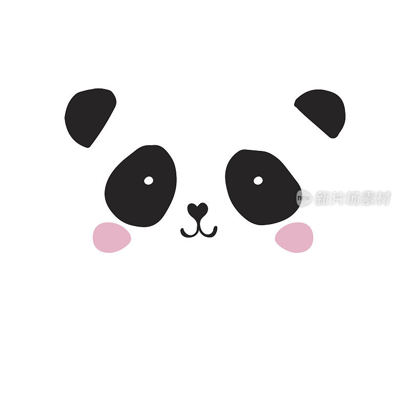 可爱的熊猫熊黑白插图