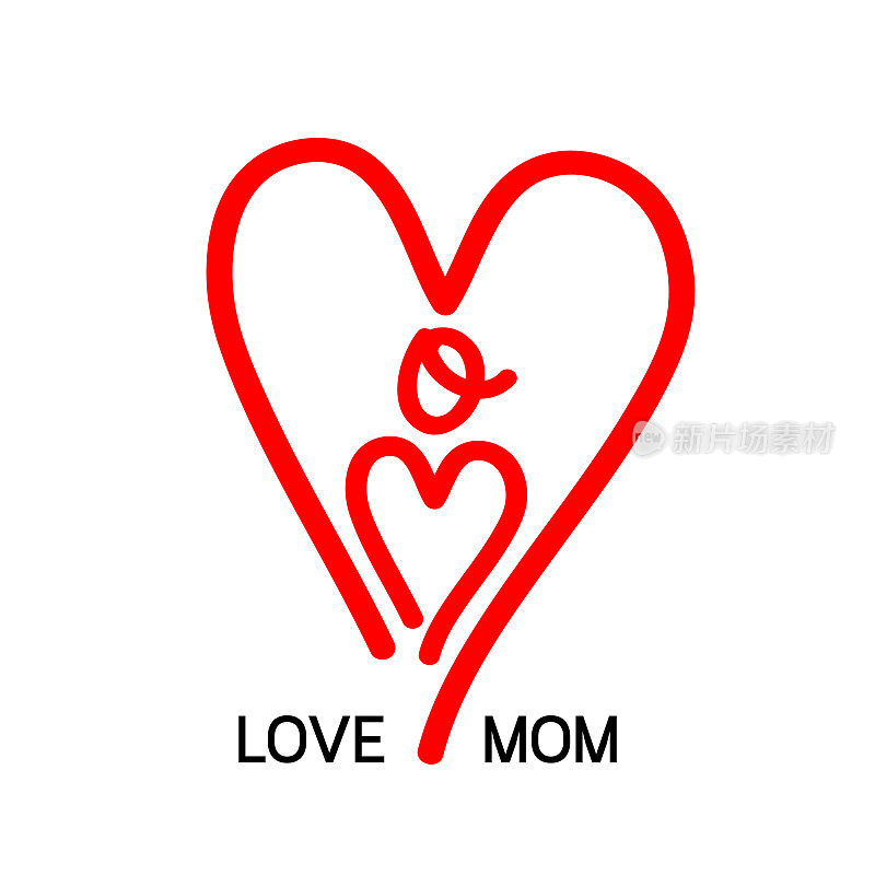 爱妈妈图标设计，心形字体。