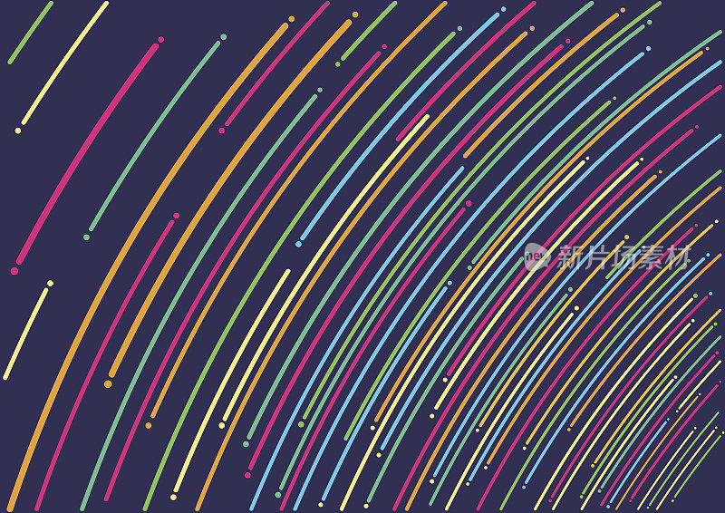 彩色线条抽象了矢量背景，恒星轨迹的运动，矢量背景