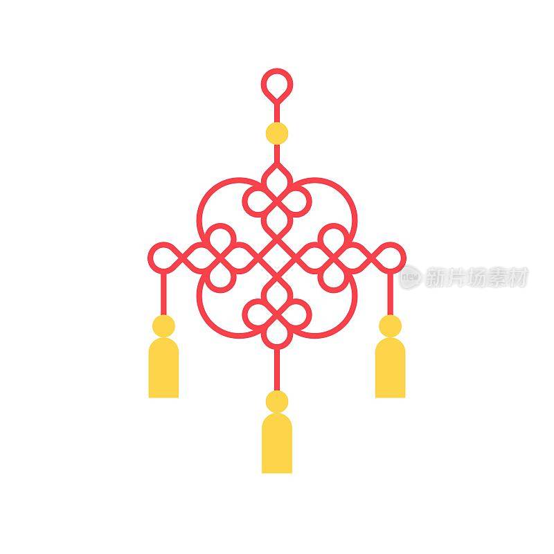 悬挂中国农历新年结，平面设计图标