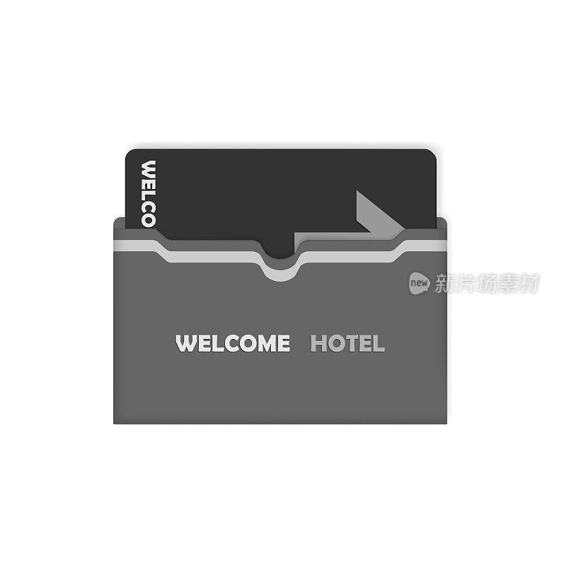 酒店钥匙卡内横向钥匙卡套夹，矢量模板