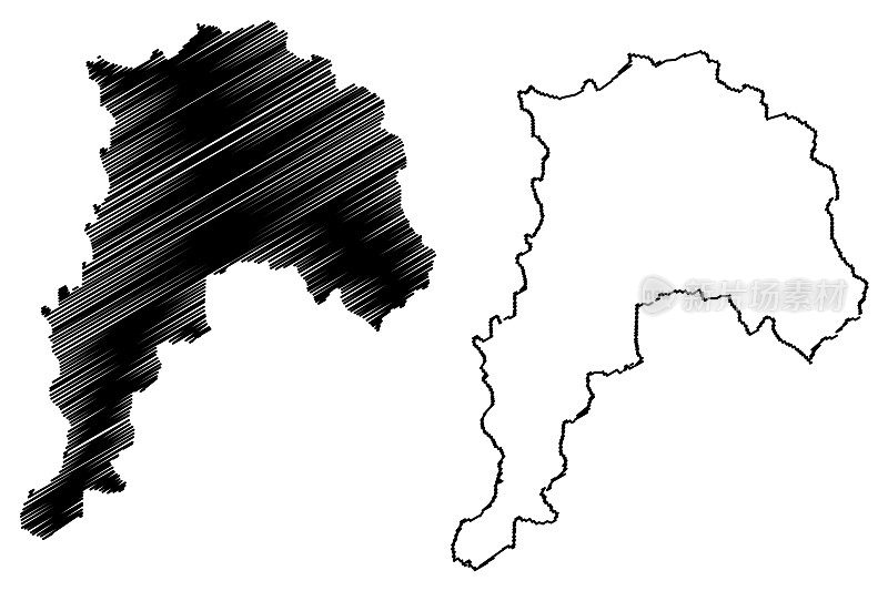 瓦尔帕莱索大区(智利共和国，智利行政区划)地图矢量图、草稿图瓦尔帕莱索地图