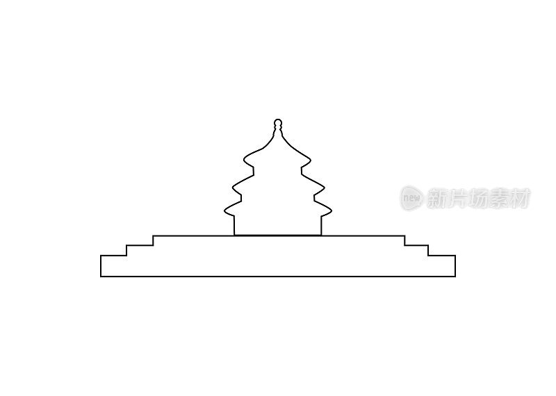中国北京天坛建筑轮廓矢量图