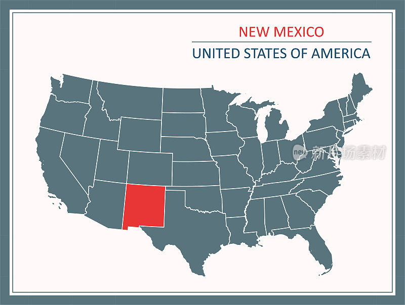 新墨西哥轮廓矢量地图美国可打印