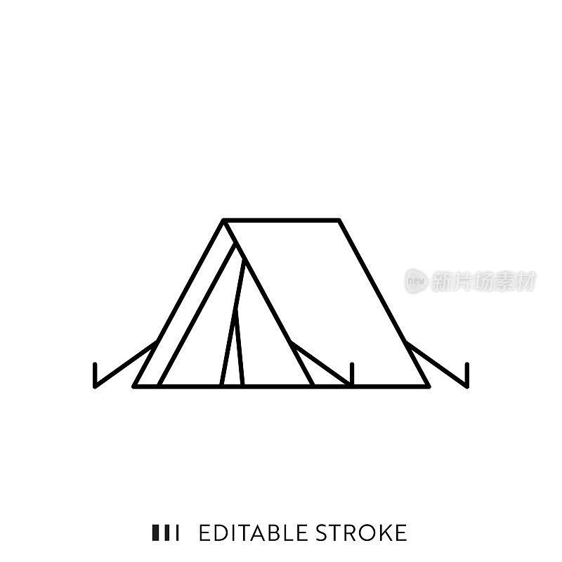 带有可编辑描边和完美像素的帐篷线图标。