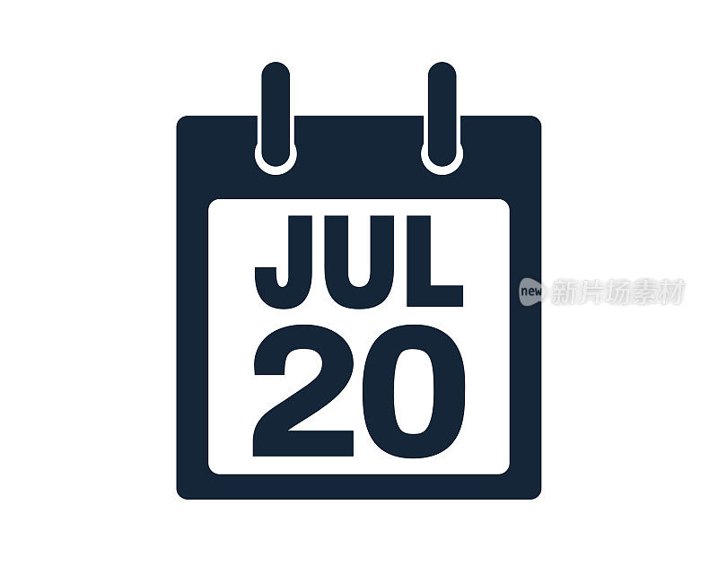 7月20日日历图标股票矢量插图