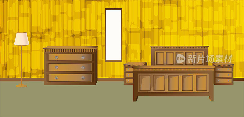 卧室内部配有古典家具和壁纸