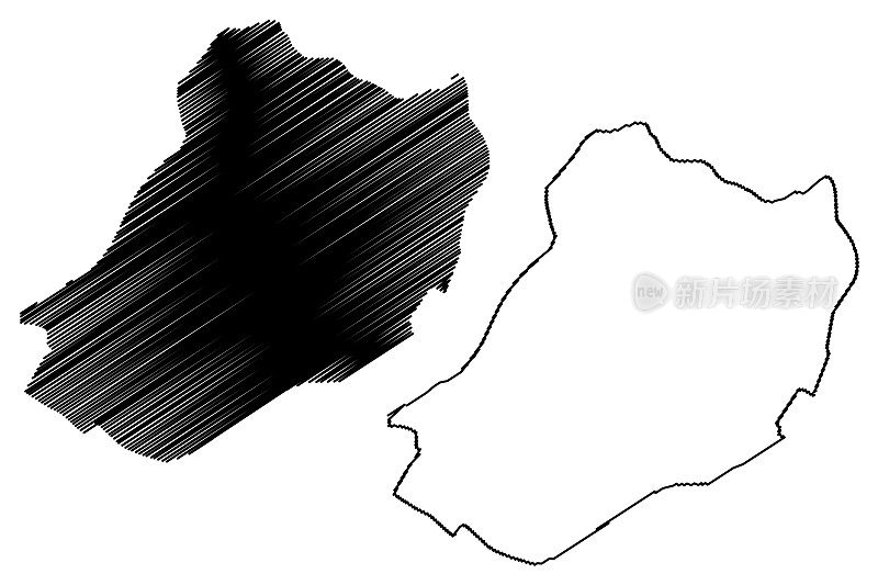 费萨拉巴德市(巴基斯坦伊斯兰共和国，旁遮普省)地图矢量插图，涂画利亚尔普尔市地图