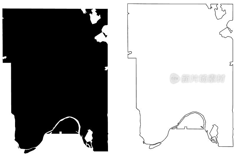 美国明尼苏达州拉姆齐县(美国县，美国，美国)地图矢量插图，草稿拉姆齐地图