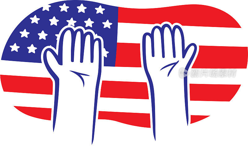 举起双手的美国涂鸦