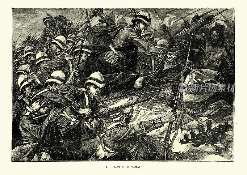 英国士兵在塔迈战役中战斗(1882年