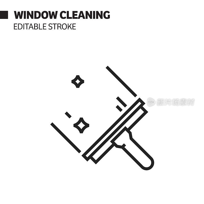 窗口清洗线图标。向量符号说明。