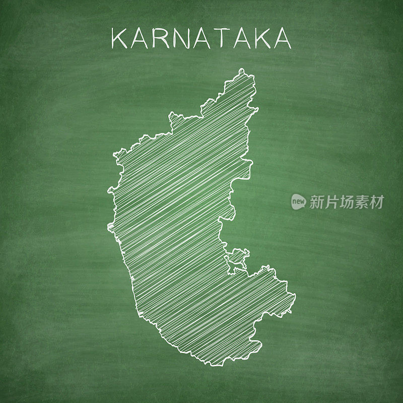 卡纳塔克邦地图画在黑板上-黑板
